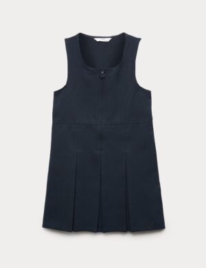 Pre-Loved M&S Girls Navy Pleated Pinafore (Butterfly Zip)